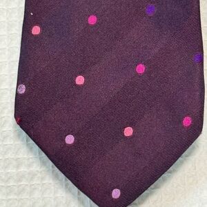 Hugo Boss Men's Purple Polka Dot Silk Tie - Pink Accent